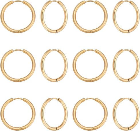 UNICRAFTALE 20 Pairs Huggie Hoop Earrings Stainless Steel Hoop Earring 24mm Cartilage Huggie Sleeper Earrings Set Metal Earring Hoops for DIY Jewelry Making Accessories in Kuwait