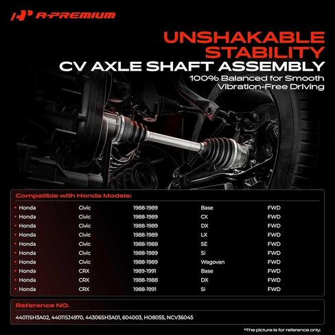 A-Premium CV Axle Shaft Assembly Compatible with Honda Civic 1988-1991, CRX 1988-1991, Front Right Passenger Side, Replace# 44010SH3A02 in Saudi Arabia