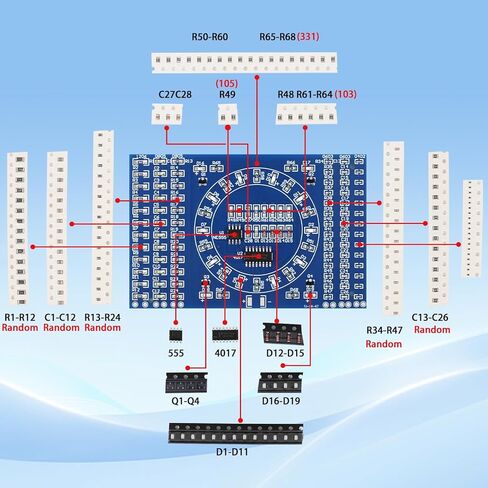 SMD Soldering Practice Kit – Build a LED Light Rotating Display | DIY Electronics Training Kit for STEM Education, Beginner Soldering School Project with PCB Board in Saudi Arabia