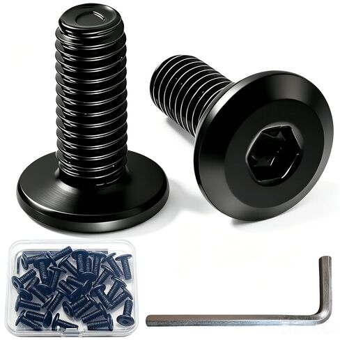 Awilzzoe M6 x 15mm 30Pcs Flat Head Hex Socket Cap Screws Bolts, 304 Stainless Steel Surface Black zinc Plated, Full Thread, Replacing Alloy Steel Black Oxide Bolts, with Hex Spanner in Saudi Arabia