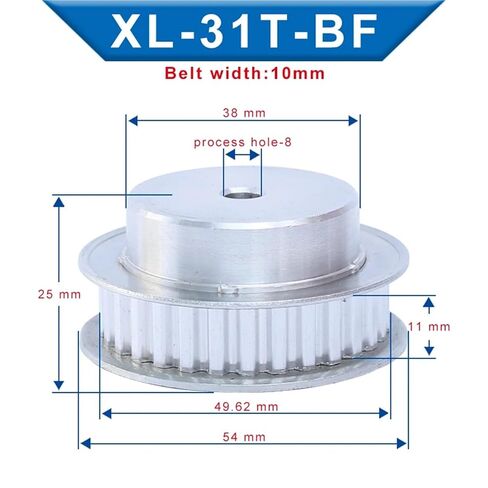 XL-29T/30T/31T/32T توقيت بكرة ثقب الألومنيوم 6/8 مللي متر فتحة العرض 11 XL-10 حزام 1 قطعة (31T-فتحة العملية 8) in Kuwait