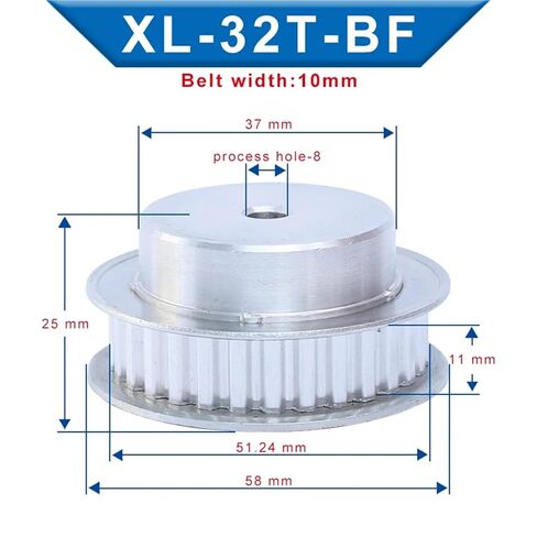 XL-29T/30T/31T/32T توقيت بكرة ثقب الألومنيوم 6/8 مللي متر فتحة العرض 11 XL-10 حزام 1 قطعة (31T-فتحة العملية 8) in Kuwait