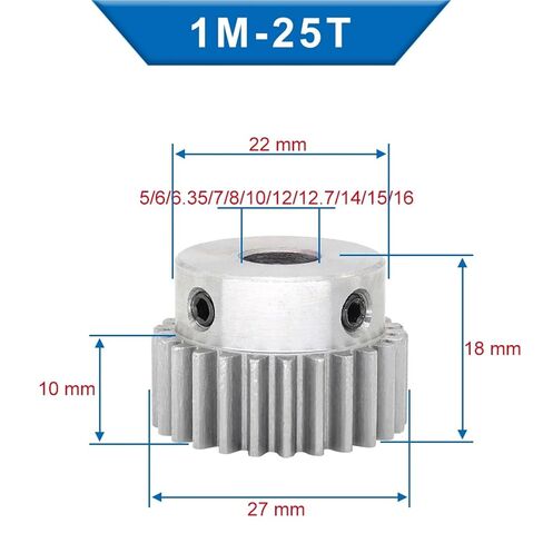 1M25T Spur Gear Bore 5/6/6.35/7/8/10 /12/12.7/14/15/16mm Carbon Steel Metal 1Pcs(10mm) in Saudi Arabia