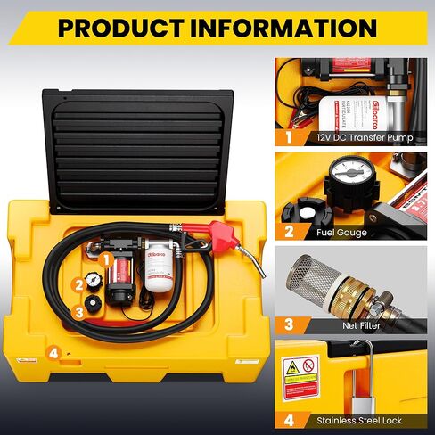 Portable Tank, 40 Gallon Capacity & 15 GPM Flow Rate, Portable Combo Tank with 12V Electric Transfer Pump, Safety lock, Wheels, Transportation for Truck Bed in Saudi Arabia