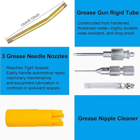 13 Pcs Grease Gun Fittings Kit,Includes Grease Gun Tips,Grease Gun Coupler,90 Degree Grease Gun Coupler,12 Inch Grease Gun Hose,Straight Pipe,Zerk Fitting Cleaner,Grease Needle Nozzles in Saudi Arabia