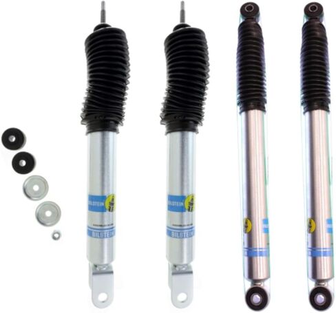 مجموعة TrendsAuto Bilstein من الصدمات الأمامية والخلفية 5100 تناسب 1999-2006 Silverado/Sierra 1500 4WD مع مفتاح الالتواء الأمامي 2-2.5 بوصة ورفع خلفي 2 بوصة ونظام تعليق إلكتروني | يشتمل على ملصق TrendsAuto in Kuwait