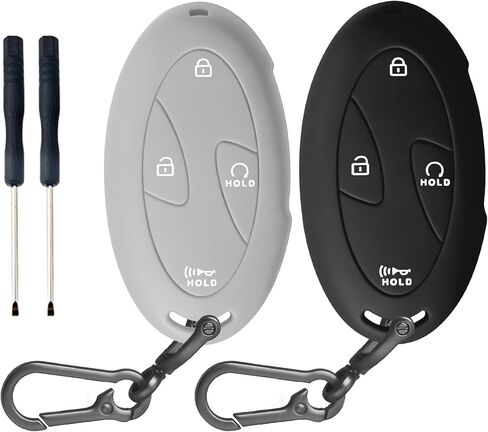 2PCS Key Fob Cover for Hyundai, Silicone Key Case Compatible with Hyundai 2026 2025 2024 Kona Sonata Tucson Santa Fe Elantra, 2023-2025 Ioniq 6 Grandeur GN7, 4/5/7-Buttons Smart Key (Black/Gray) in Kuwait