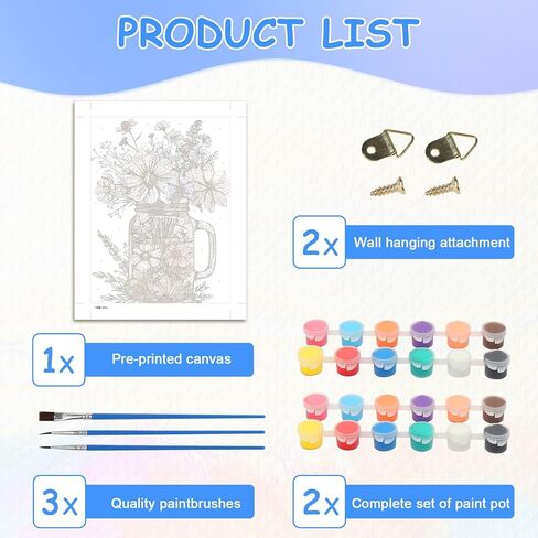 zpptAugs Paint by Numbers Kit for Adults Beginners，Vase Acrylic Adult Paint by Number Kits on Canvas,Digital Oil Number Painting Kits for Home Decor Gift 12"x16"(Without Frame) in Kuwait