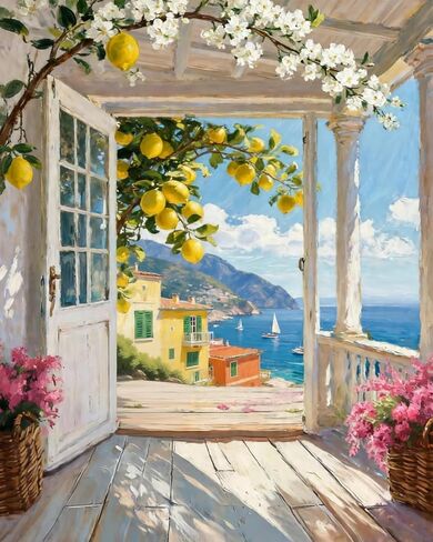 Landscapes Paint by Numbers Kit for Adults,Seaside Scenery Acrylic Paint by Number Kits on Canvas for Adult Beginners,DIY Watercolor Oil Painting Art Kit Crafts for Home Decor Gifts 16X20 Inch. in Kuwait
