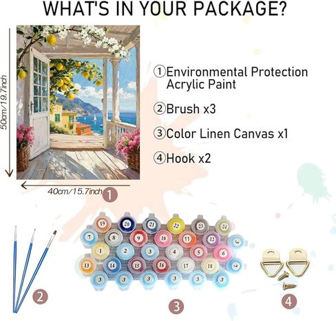 Landscapes Paint by Numbers Kit for Adults,Seaside Scenery Acrylic Paint by Number Kits on Canvas for Adult Beginners,DIY Watercolor Oil Painting Art Kit Crafts for Home Decor Gifts 16X20 Inch. in Kuwait