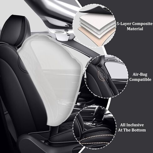 Car Seat Covers Full Set for Toyota Corolla 2000-2026, Anti-Slip Full Coverage Car Seat Covers, Waterproof Nappa Leather Car Seat Cover Sets(5 Seats/Black) in Saudi Arabia