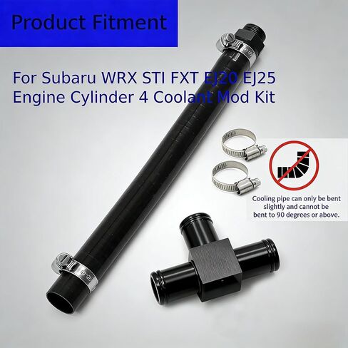 Cylinder 4 Coolant Mod Cooling Hose Kit for WRX STI Forester XT Legacy GT, EJ20 EJ25 Engine, Black Aluminum T-Fitting with Rubber Hose and Clamps, 2002-2020 in Saudi Arabia
