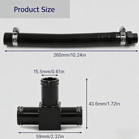 Cylinder 4 Coolant Mod Cooling Hose Kit for WRX STI Forester XT Legacy GT, EJ20 EJ25 Engine, Black Aluminum T-Fitting with Rubber Hose and Clamps, 2002-2020 in Saudi Arabia