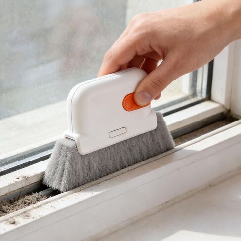 Sill Window Track Cleaning Tools- Detail Cleaning Tool for Corners, Crevice Duster for Home Use, Multi-Purpose Dusting Brush(Orange) in Kuwait