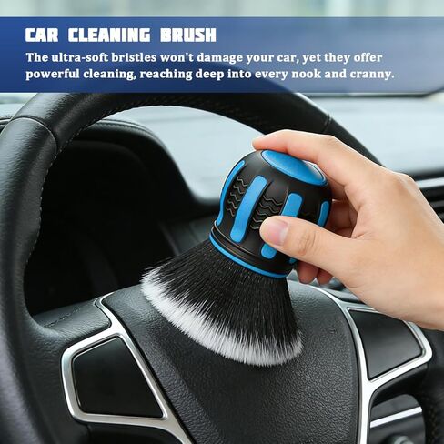 Car Detailing Brush, Ultra Soft Vehicle Handle Synthetic Brush with Storage Rack, Automotive Interior Dusting Cleaning Tool for Air Conditioner Vents Dashboard, Universal Fit (Blue) in Saudi Arabia