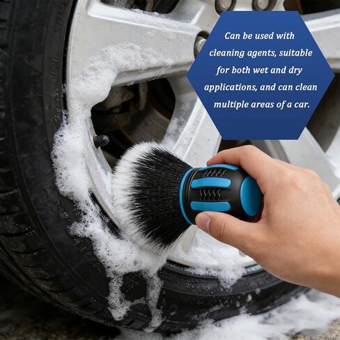 Car Detailing Brush, Ultra Soft Vehicle Handle Synthetic Brush with Storage Rack, Automotive Interior Dusting Cleaning Tool for Air Conditioner Vents Dashboard, Universal Fit (Blue) in Saudi Arabia