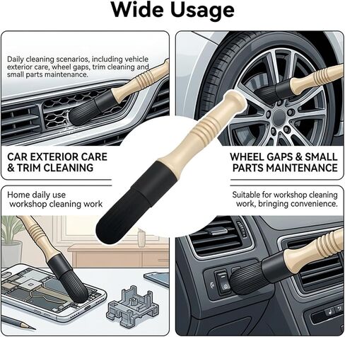 Car Parts Cleaning Brush,Long Handle & Stiff Bristles Parts Washer Brush for Daily Care,Versatile Car Detailing Brushes for Cleaning Wheel Bearing/Engine Part/Cars Interior Exterior in Kuwait