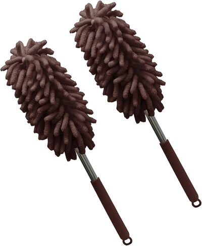 2 Pack Car Interior Duster, Pink Retractable Cleaning Tool, 12 to 31 Inch Extendable Pole with Bendable Head, Soft Chenille Dusting Brush for Auto, Home, Office & Furniture in Saudi Arabia