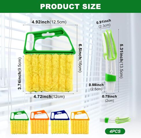 5Pcs Blind Cleaner Duster Tool Window Blind Cleaner,7 Fingers Dusting Cleaners and Air Vent Cleaners for Blinds,Air Conditioner Vents,Fans Vents,Detachable and Washable(Yellow+Green+Blue) in Saudi Arabia