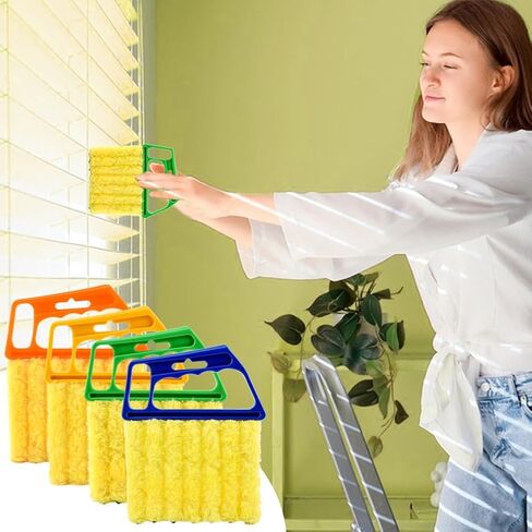 5Pcs Blind Cleaner Duster Tool Window Blind Cleaner,7 Fingers Dusting Cleaners and Air Vent Cleaners for Blinds,Air Conditioner Vents,Fans Vents,Detachable and Washable(Yellow+Green+Blue) in Saudi Arabia