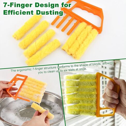 5Pcs Blind Cleaner Duster Tool Window Blind Cleaner,7 Fingers Dusting Cleaners and Air Vent Cleaners for Blinds,Air Conditioner Vents,Fans Vents,Detachable and Washable(Yellow+Green+Blue) in Saudi Arabia