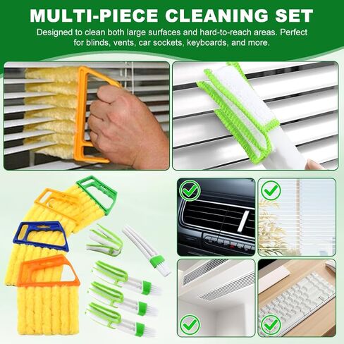 5Pcs Blind Cleaner Duster Tool Window Blind Cleaner,7 Fingers Dusting Cleaners and Air Vent Cleaners for Blinds,Air Conditioner Vents,Fans Vents,Detachable and Washable(Yellow+Green+Blue) in Saudi Arabia