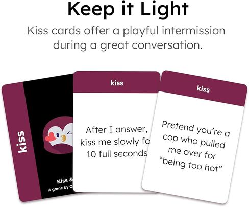 OnTopic Kiss and Tell - 225 بطاقة محادثة وجرأة للأزواج - مطالبات رومانسية ممتعة، وتحديات سخيفة، واتصال بالموعد الليلي in Kuwait