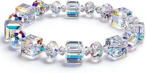 Colorful Bracelets for Women Elastic Stretchy Northern Lights Iridescent Feng Shui Good Luck Women's Bracelets Graduation Friendship Charm Cute Waterproof Birthday Wish Bracelet Gifts in Saudi Arabia