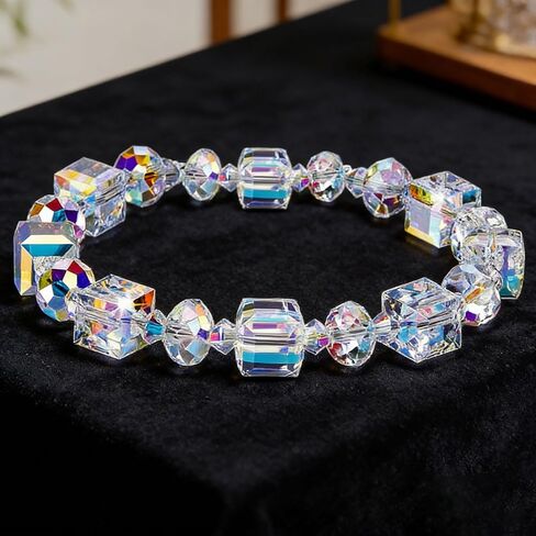 Colorful Bracelets for Women Elastic Stretchy Northern Lights Iridescent Feng Shui Good Luck Women's Bracelets Graduation Friendship Charm Cute Waterproof Birthday Wish Bracelet Gifts in Saudi Arabia