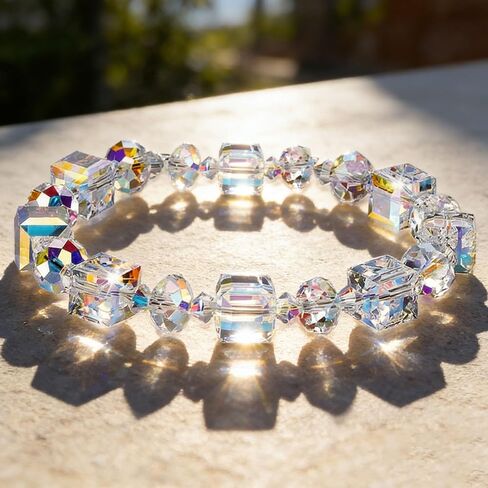 Colorful Bracelets for Women Elastic Stretchy Northern Lights Iridescent Feng Shui Good Luck Women's Bracelets Graduation Friendship Charm Cute Waterproof Birthday Wish Bracelet Gifts in Saudi Arabia