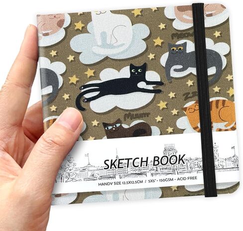 qianshan 5" x 5" Hardcover Sketchbook,Small Mixed Media Sketch Pad,58 Sheets 150GSM Acid-Free Artist Drawing Paper,Travel Journal Blank Notebook for Adults Painting,Illustration,Art Supplies.Black in Saudi Arabia