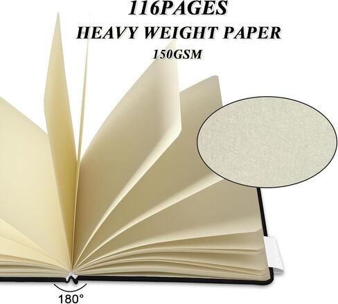 qianshan 5" x 5" Hardcover Sketchbook,Small Mixed Media Sketch Pad,58 Sheets 150GSM Acid-Free Artist Drawing Paper,Travel Journal Blank Notebook for Adults Painting,Illustration,Art Supplies.Black in Saudi Arabia