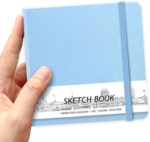 qianshan 5" x 5" Hardcover Sketchbook,Small Mixed Media Sketch Pad,58 Sheets 150GSM Acid-Free Artist Drawing Paper,Travel Journal Blank Notebook for Adults Painting,Illustration,Art Supplies.Black in Saudi Arabia