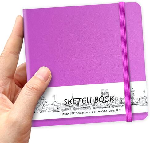 qianshan 5" x 5" Hardcover Sketchbook,Small Mixed Media Sketch Pad,58 Sheets 150GSM Acid-Free Artist Drawing Paper,Travel Journal Blank Notebook for Adults Painting,Illustration,Art Supplies.Black in Saudi Arabia