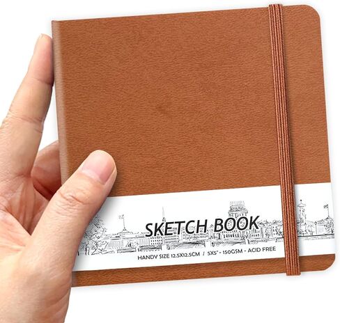 qianshan 5" x 5" Hardcover Sketchbook,Small Mixed Media Sketch Pad,58 Sheets 150GSM Acid-Free Artist Drawing Paper,Travel Journal Blank Notebook for Adults Painting,Illustration,Art Supplies.Black in Saudi Arabia