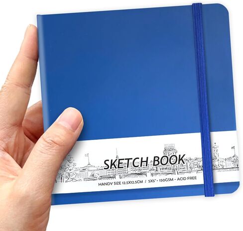 qianshan 5" x 5" Hardcover Sketchbook,Small Mixed Media Sketch Pad,58 Sheets 150GSM Acid-Free Artist Drawing Paper,Travel Journal Blank Notebook for Adults Painting,Illustration,Art Supplies.Black in Saudi Arabia