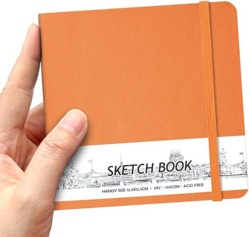 qianshan 5" x 5" Hardcover Sketchbook,Small Mixed Media Sketch Pad,58 Sheets 150GSM Acid-Free Artist Drawing Paper,Travel Journal Blank Notebook for Adults Painting,Illustration,Art Supplies.Black in Saudi Arabia