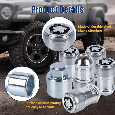 Anti-Theft Wheel Lock Lug Nut kit Replace 82215711 fit for 2018-2024 Wrangler JL and 2020-2024 Gladiator JT, Equipped with Key in Kuwait