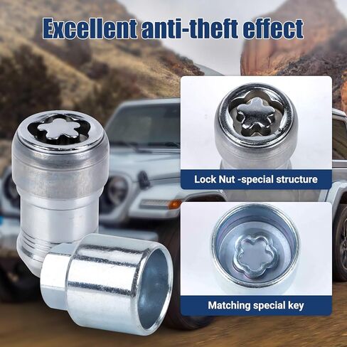 Anti-Theft Wheel Lock Lug Nut kit Replace 82215711 fit for 2018-2024 Wrangler JL and 2020-2024 Gladiator JT, Equipped with Key in Kuwait