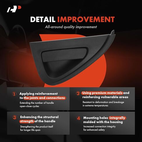 A-Premium Rear Right Passenger Side Exterior Door Handle Compatible with Chevrolet Spark 2016-2021 1.4L, Textured Black, Replace# 95103665 in Kuwait