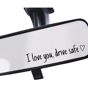 8Pcs I Love You Drive Safe Mirror Stickers, Cute Car Window Stickers And Decals, Rearview Mirror Accessories Gifts For Women & Men(Black) in Saudi Arabia