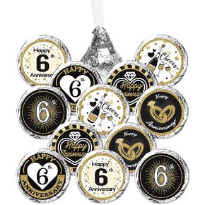 Black and Gold 65th Anniversary Kisses Stickers, 180 Count 0.75" Round Candy Labels, Chocolate Favor Stickers for 65th Wedding Anniversary Party Decorations Supplies in Saudi Arabia