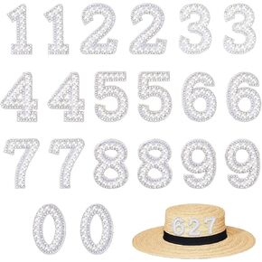 20 Pcs Pearl Rhinestone Number Stickers, Peel-and-Stick Pearl Letters, White 0-9 DIY Craft Patches for Scrapbook Backpack Hat in Kuwait