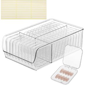 30 Pcs Press On Nail Storage Box, Acrylic Display Case, Packaging Box for Nail Art, Large Stackable, All-In-One Box, 120 Pcs Double Sided Adhesive Nail Display Tape in Saudi Arabia