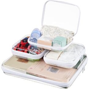 6-Pack Clear Bag Hard Shell Zipper Case with Handle, 1.3mm Thick Rigid Pouch for Craft Organizers and Storage, Large 12.6" Square Containers for Board Games, Puzzles & Toys in Saudi Arabia
