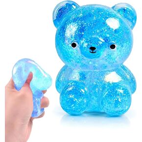 Bear Stress Ball Toy Squishy, Maltose Filled Squeeze Fidget Toy for Stress Relief, Glitter Animal Squishies with Stretchable Soft Texture for Party Favors and Sensory Play in Kuwait