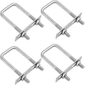 4 Sets Square U-Bolts, Boat Trailer U-Bolts 2 inch Wide, 304 Stainless Steel U Clamp Bolts with Frame Plates, Washers and Nuts for Automobile Tube Ski Boat Sailboat (M10 x 50mm x 120mm) in Kuwait