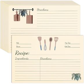 100 Pcs Recipe Cards 4x6, Double Sided Blank Cardstock Cards for Recording Recipes, Kitchen Diaries, Bridal Shower, Wedding, Housewarming, Banquet Preparation in Saudi Arabia