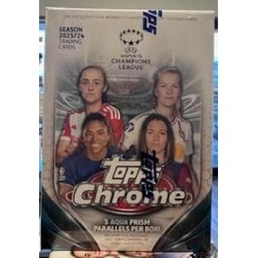 2023-24 Topps Chrome Womens UEFA Soccer Futbol Blaster Box FACTORY SEALED 3 Aqua Prism Refractors per box in Kuwait
