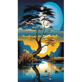 ARTGOTO Large Paint by Numbers Kits for Adults,15.7x27.5inch/40x70cm Painting by Numbers for Adults Landscape Tree,Paint by Numbers Canvas Kits for Home Room Wall Decor (Without Frame) in Saudi Arabia